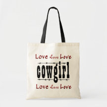 Western Style Cowgirl Love Love Love Tote Bag