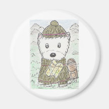 WESTIE HIKING WALKING REFRIGERATOR MAGNET