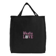 Westie Love Embroidered Tote Bag