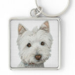 Westie with texture effect keychains