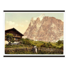 Wetterhorn Mountain and chalet, Bernese Oberland, Post Card