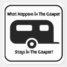 What Happens in the Camper... Square Sticker