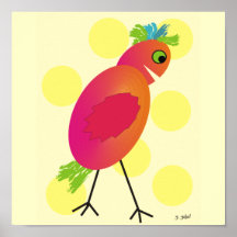Whimsical Bird Art Poster by Gail Gabel