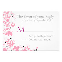 Whimsical Blue Floral Tree Wedding RSVP Card