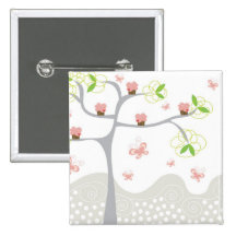 Whimsical Cupcakes Tree Butterflies Sweet Birthday Button