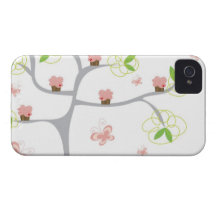 Whimsical Cupcakes Tree Butterflies Sweet Birthday iPhone 4 Cases