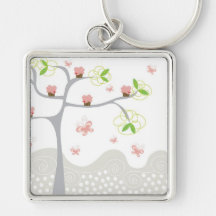 Whimsical Cupcakes Tree Butterflies Sweet Birthday Key Chains