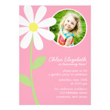 Whimsical Daisy Custom Photo Invitations