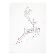 whimsical doodles christmas reindeer custom invitations