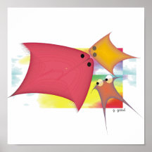 Whimsical Fish Art Poster by Gail Gabel