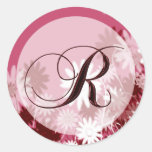 Whimsical Floral Wedding Monogram R Envelope Seal stickers