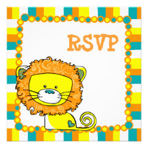 Whimsical Lion RSVP Personalized Announcement