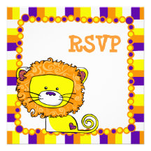 Whimsical Lion RSVP Personalized Invitations