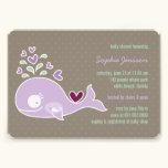 Whimsical Pregnant Purple Whale Baby Shower Invite invitations