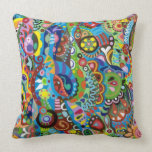 Whimsical Tribal Abstract Art Pillow