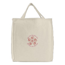 Whirling Hearts Embroidered Tote Bag - Customizabl