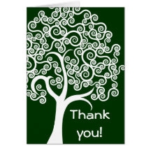 White Abstract Tree Greeting Cards