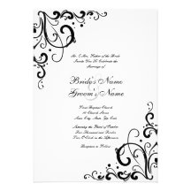 White and Black Flourish Wedding Invitation