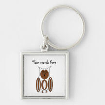 White and brown owl key chain