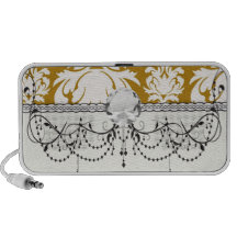 white and gold royale lovely damask mp3 speaker
