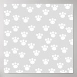 White and Light Grey Paw Print Pattern.