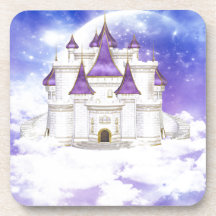 White and Purple Castle Drink Coasters