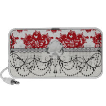white and red romance damask pattern design iPhone speaker