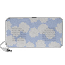 White and Sky Blue Clouds Pattern. iPhone Speakers