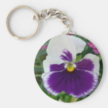 White And Violet Flower Keychain