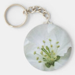 White Apple Blossom Close-Up Key Chain