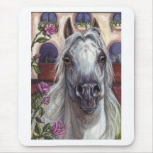 WHITE ARABIAN STALLION Roses Mousepad