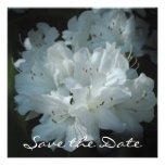 White Azalea Save the Date Card Personalized Invitation