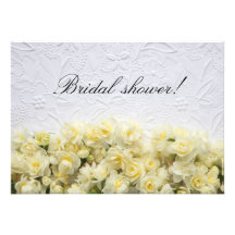 white background with narcissus shower invite