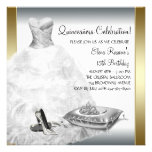 White Ball Gown High Heel Shoes White Quinceanera Personalized Announcement
