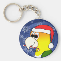 White Bellied Caique Christmas Keychain