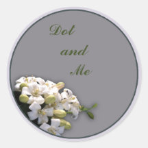 White Blossom Round Stickers