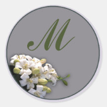 White Blossom Round Stickers