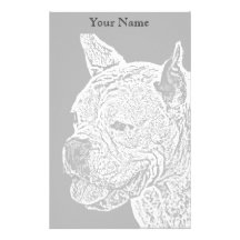 White boxer dog stationary personalized stationery