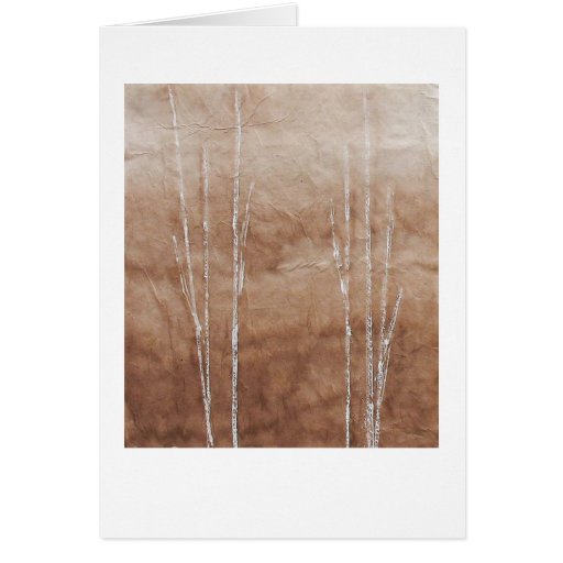 White branches on sepia abstract painting greeting card