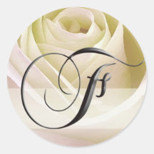 White Bridal Rose Monogram Sticker... -Initial F