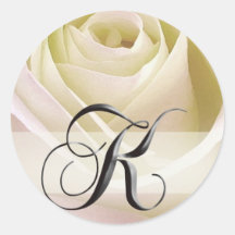 White Bridal Rose Monogram Sticker Initial K