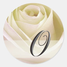 White Bridal Rose Monogram Sticker... Initial O