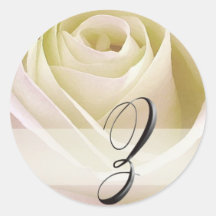 White Bridal Rose Monogram Sticker Initial Z