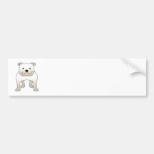 White Bulldog. Cute Dog Cartoon. Bumper Sticker