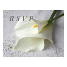 white calla lilies on linen rsvp card