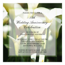 White Calla Lily 50th Wedding Anniversary Invite
