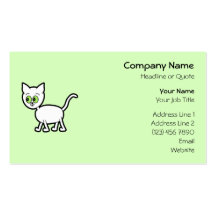 White Cat with Green Eyes. Business Cards