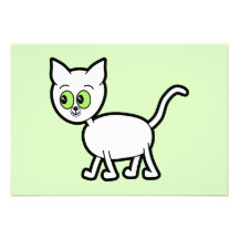 White Cat with Green Eyes. Personalized Invitation