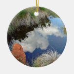 White clouds reflected in pool christmas ornament