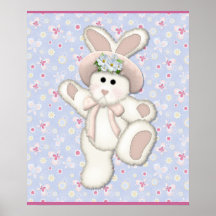 White Country Bunny Nursery Print